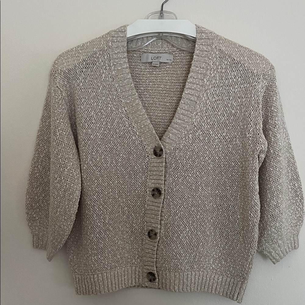 LOFT Women's Knit Cardigan in Beige